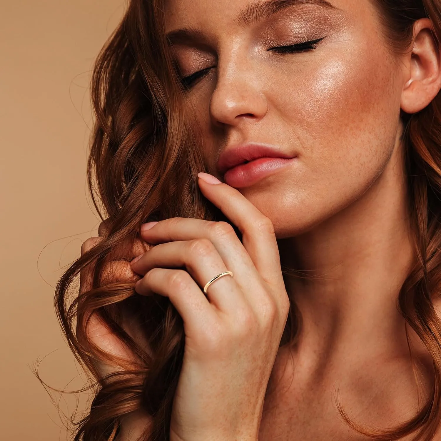 14K Gold Rings for Women, 1.68mm Thin Stackable Stacking Gold Vermeil Rings for Women Non Tarnish, Thumb Pinky Dainty Cute Band for Wedding/Engagement/Promise, Size 5 6 7 8 9 10