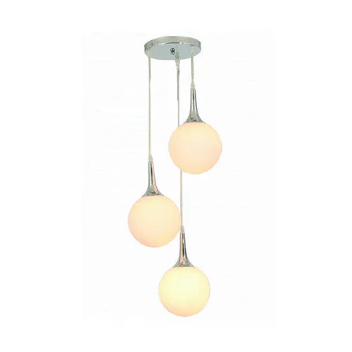 3 Light Cascading Chrome Pendant with Opal Glass