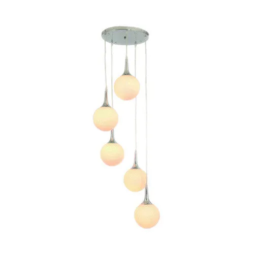 5 Light Cascading Chrome Pendant with Opal Glass