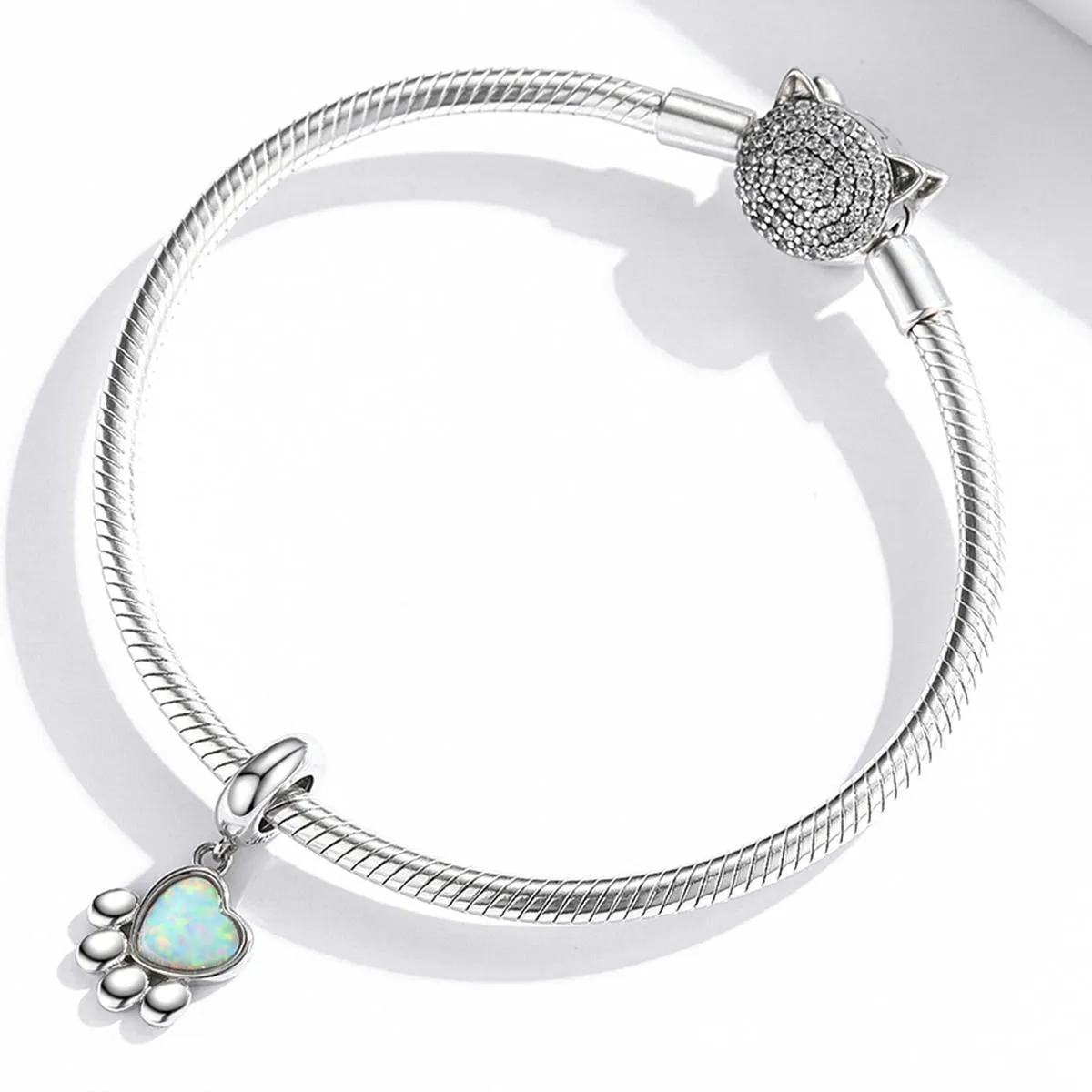 925 Sterling Silver Opal Bead Bracelet & Necklace Set