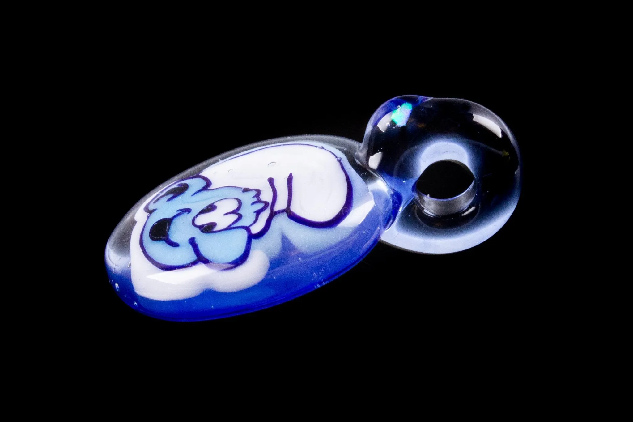 AVI Glass Character Themed Clumsy Smurf Pendant with Opal