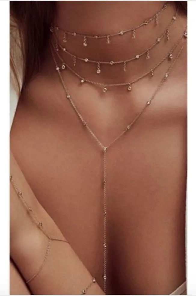 Bezel Set 9 Diamonds Lariat Necklace