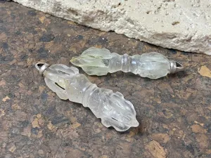 Carved Rock Crystal Dorje Pendants