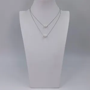 Double row real pearl on super fine chain necklace