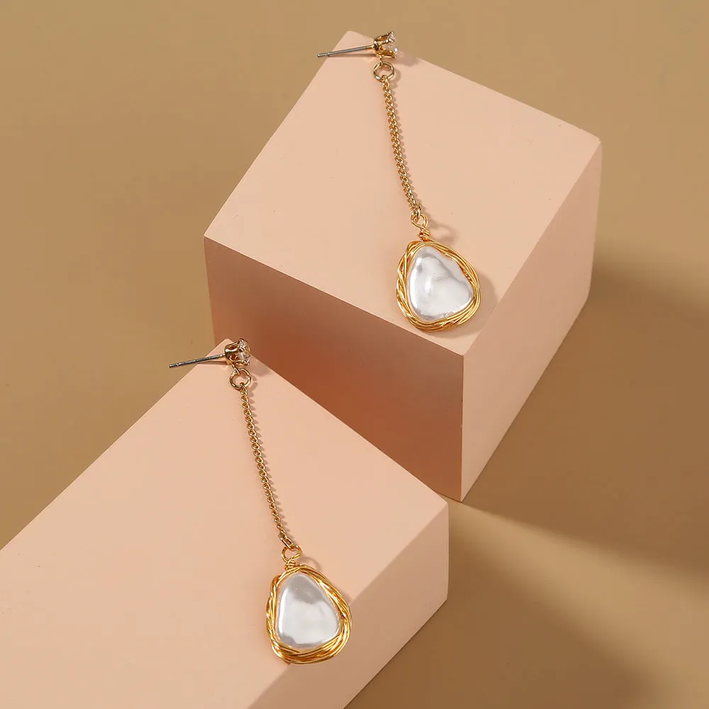 Earrings 925 Silver Earrings Long Pearl Eardrops