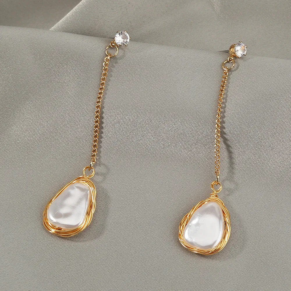 Earrings 925 Silver Earrings Long Pearl Eardrops