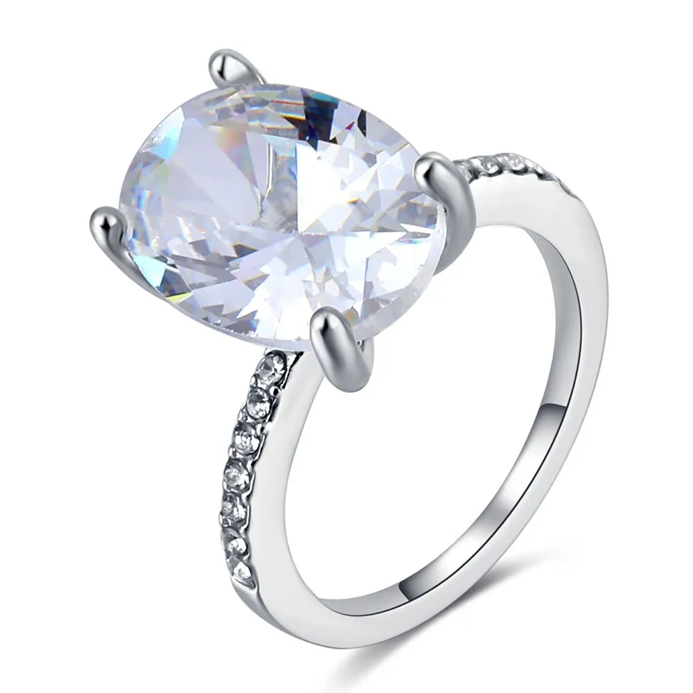 Fashion Crystal Heart Shaped Wedding Rings Women&#39;s Zircon Engagement Rings Glamour Jewelry