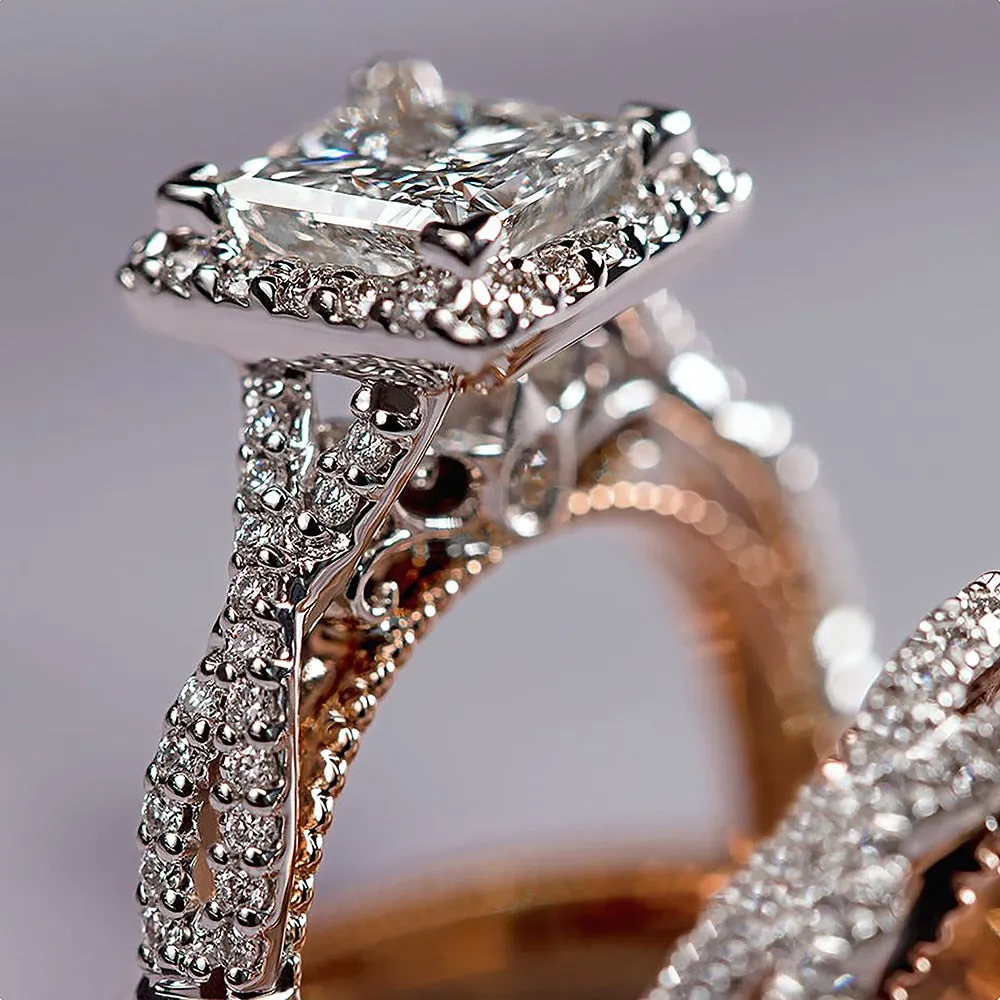Huitan Gorgeous Women/Men Wedding Set Rings / Mosaic AAA CZ Two Engagement Rings