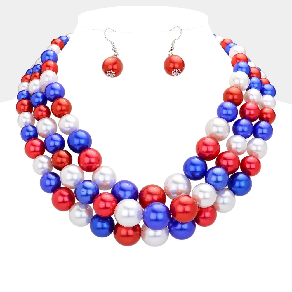 iLLASPARKZ 3Row Strand Pearl Necklace