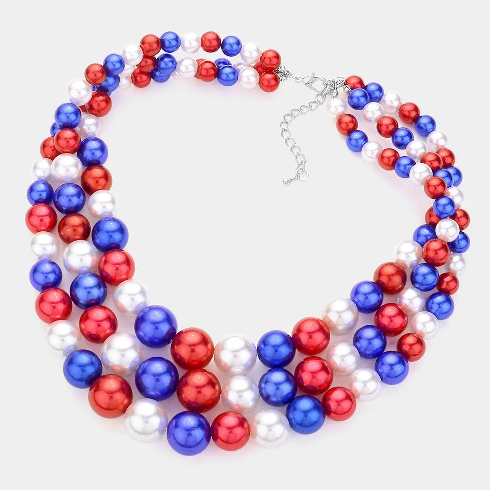 iLLASPARKZ 3Row Strand Pearl Necklace