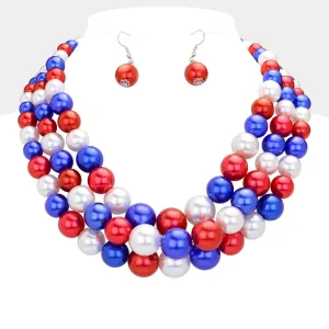 iLLASPARKZ 3Row Strand Pearl Necklace
