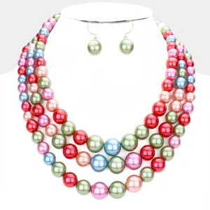 iLLASPARKZ 3Rows Strand Pearl Necklace