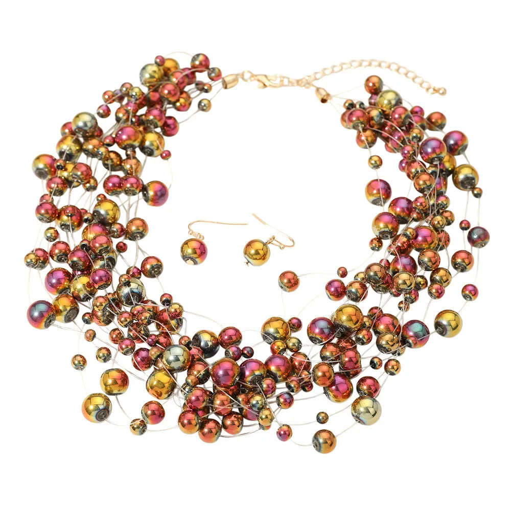 iLLASPARKZ Bubble Beaded Multi Layered Statement Necklace