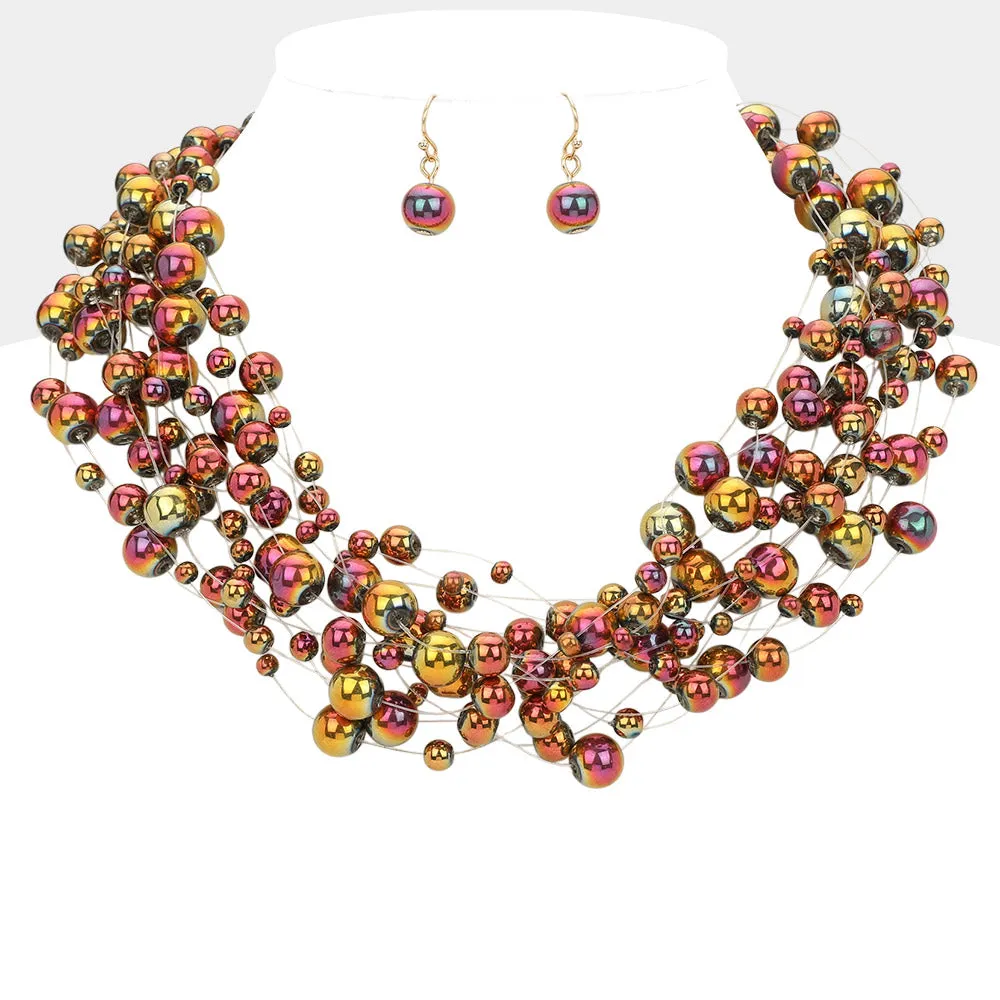 iLLASPARKZ Bubble Beaded Multi Layered Statement Necklace