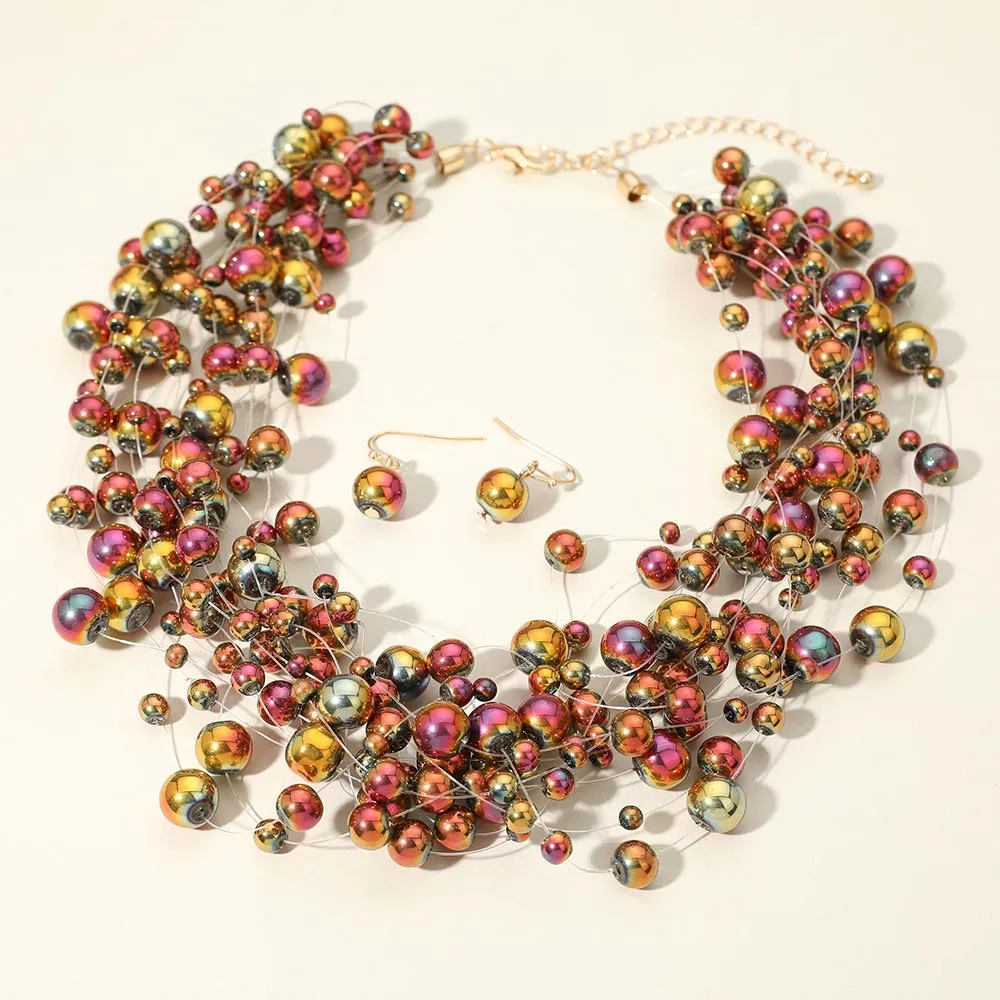 iLLASPARKZ Bubble Beaded Multi Layered Statement Necklace