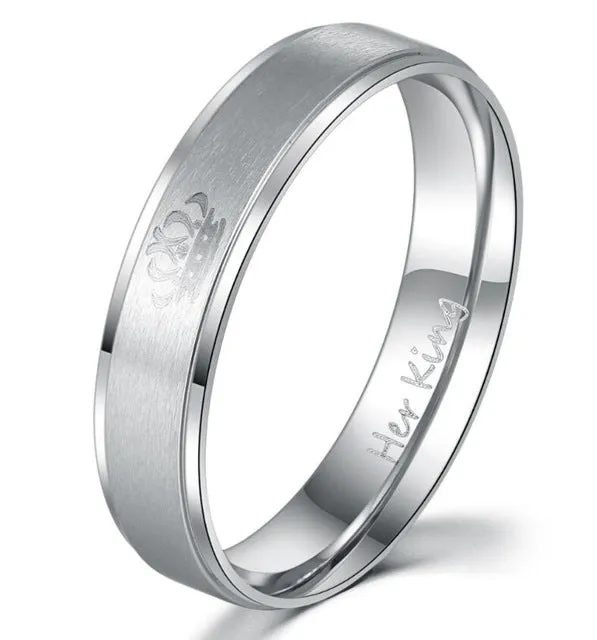 King and Queen Stainless Steel Ring Sets - His and Hers Couple Wedding Band Set Anniversary Engagement Promise Ring