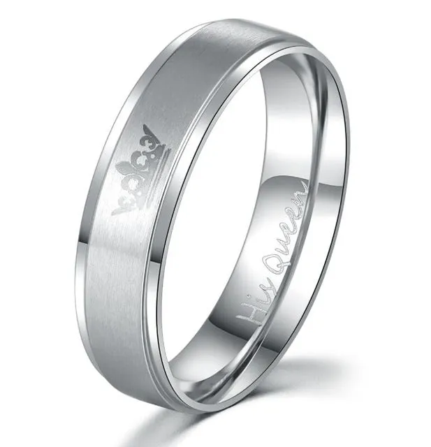 King and Queen Stainless Steel Ring Sets - His and Hers Couple Wedding Band Set Anniversary Engagement Promise Ring