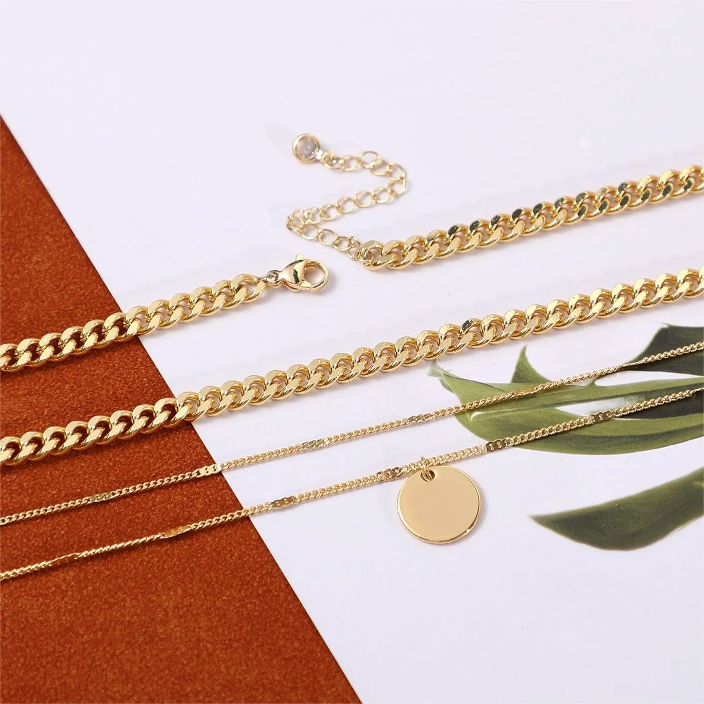 Layered Necklaces for Women Stack Dainty Cross Necklace Circle Paperclip Pearl Pendant Chain Necklaces Simple Jewelry Gift