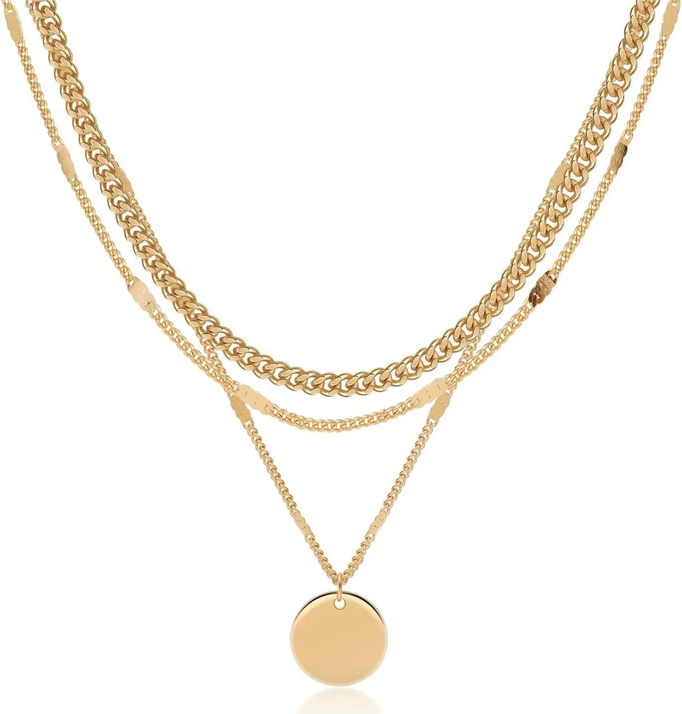 Layered Necklaces for Women Stack Dainty Cross Necklace Circle Paperclip Pearl Pendant Chain Necklaces Simple Jewelry Gift