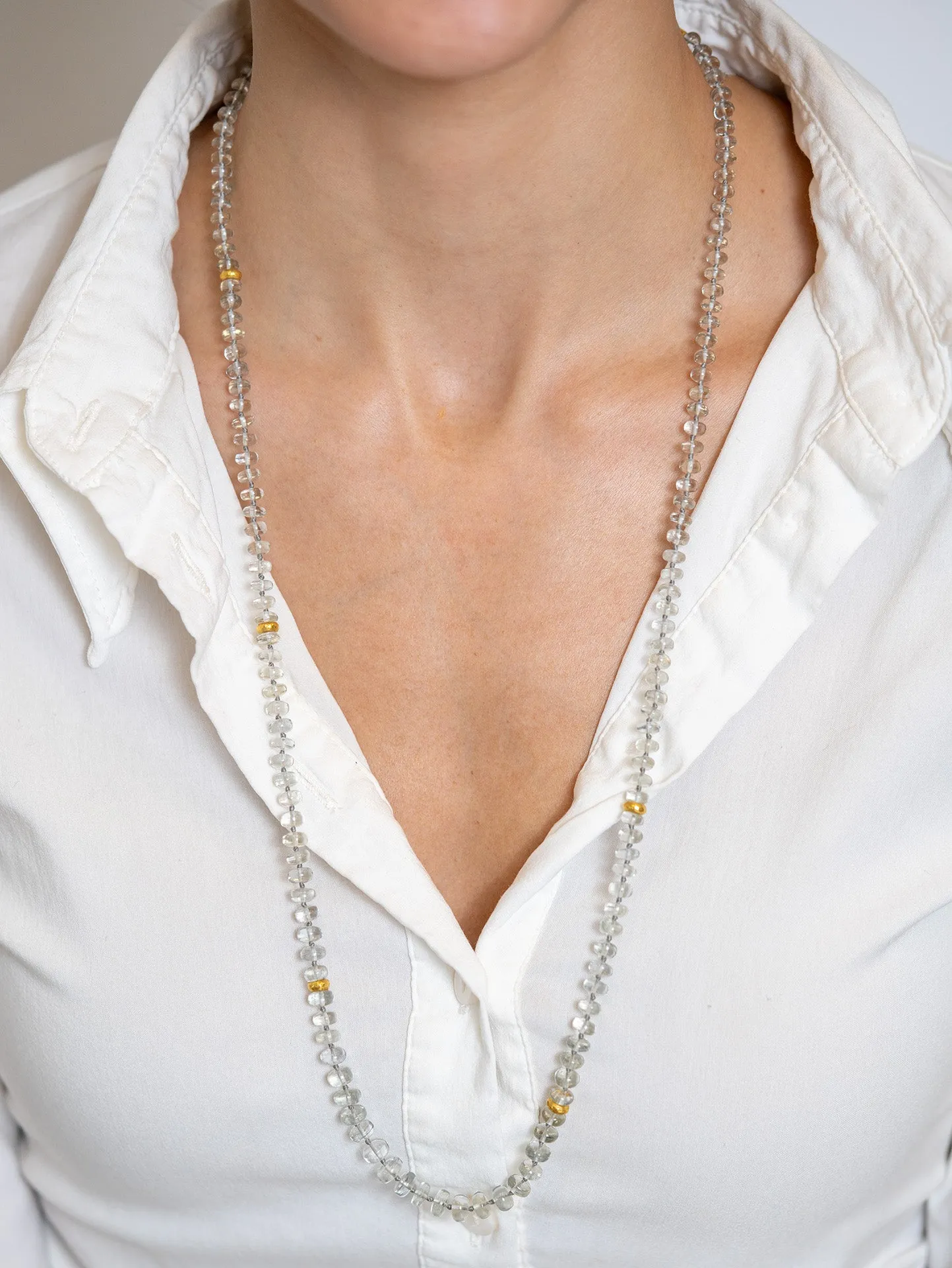 Lika Behar "Sarah" Aquamarine and 24kt Gold Beaded Necklace