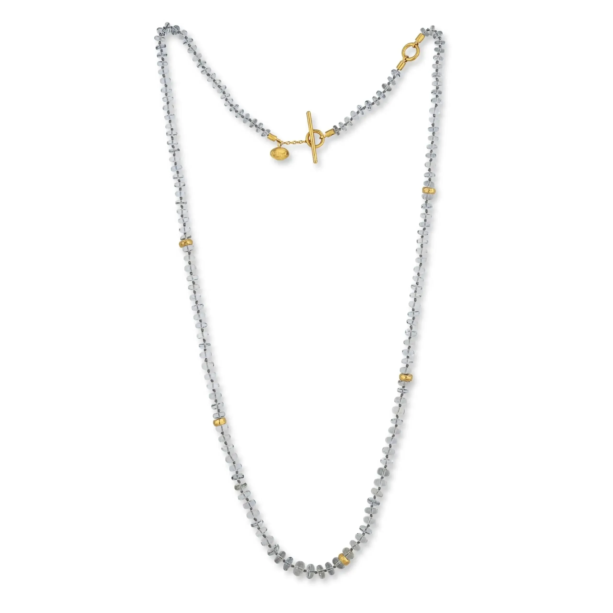 Lika Behar "Sarah" Aquamarine and 24kt Gold Beaded Necklace