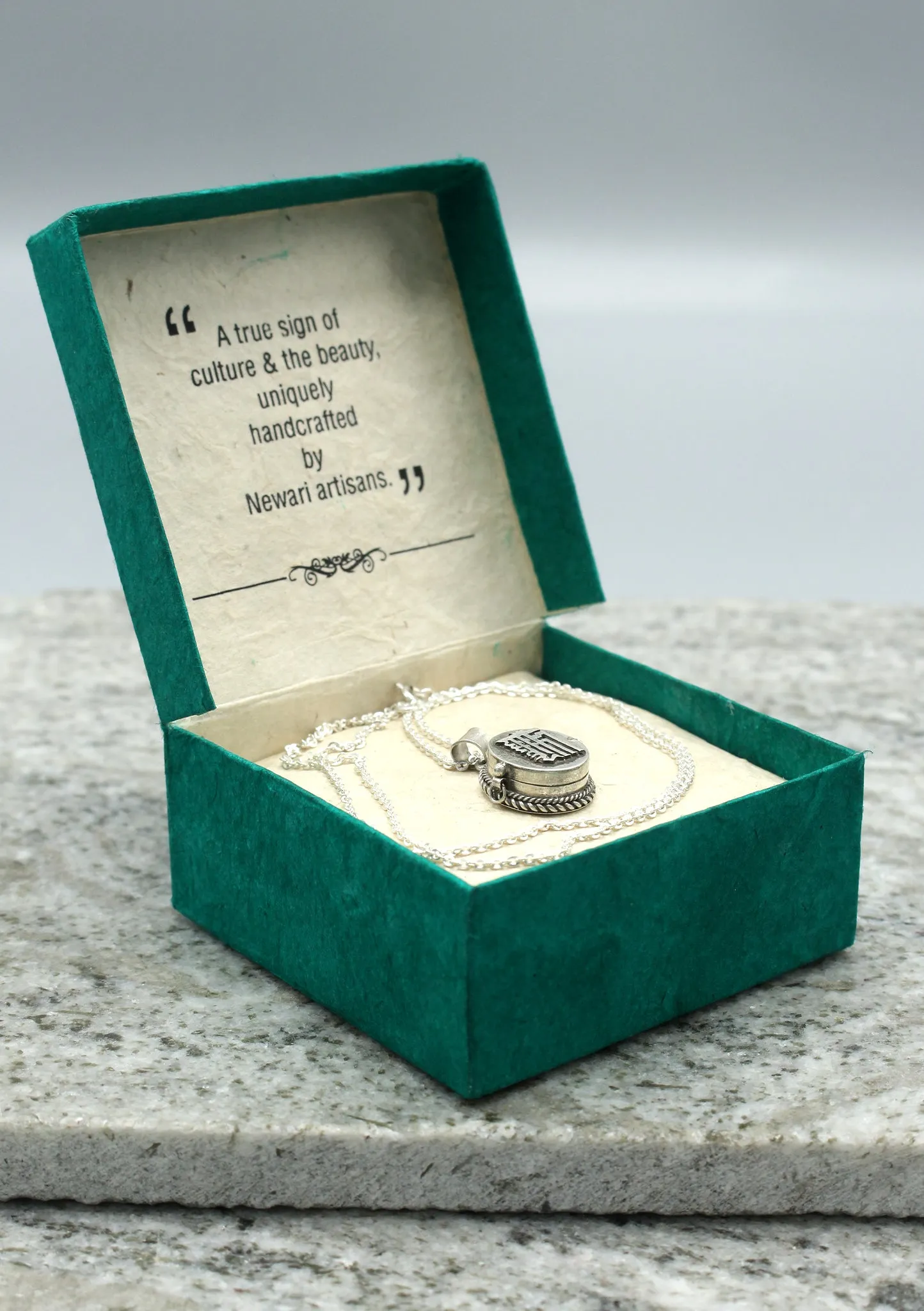 Mini Tibetan Kalachakra Silver Sterling Ghau Pendant