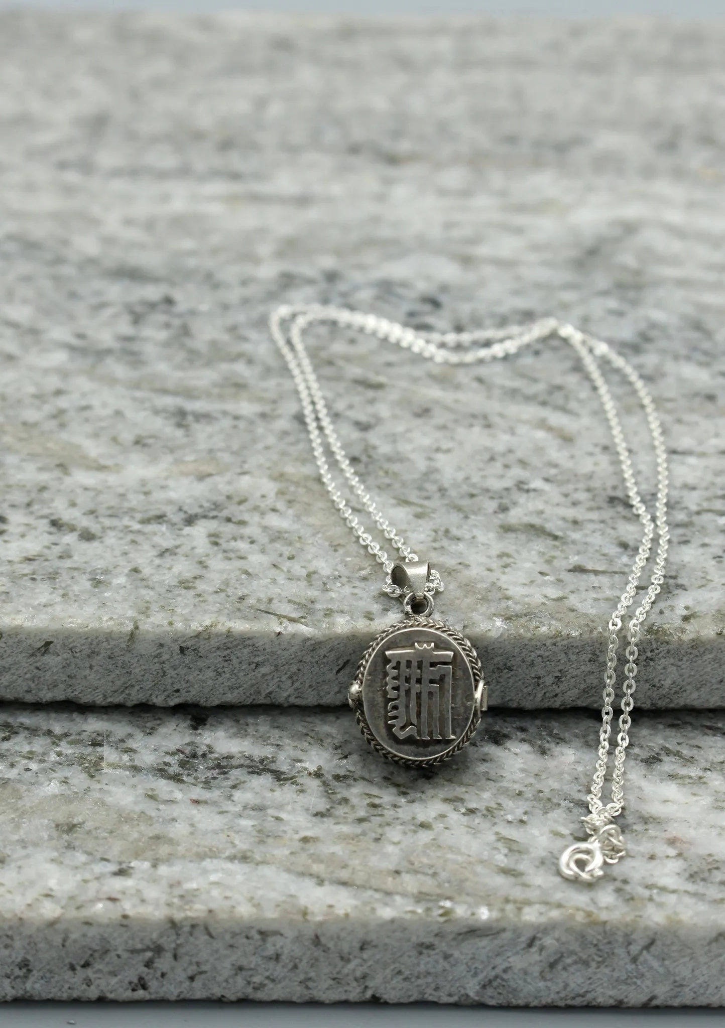 Mini Tibetan Kalachakra Silver Sterling Ghau Pendant