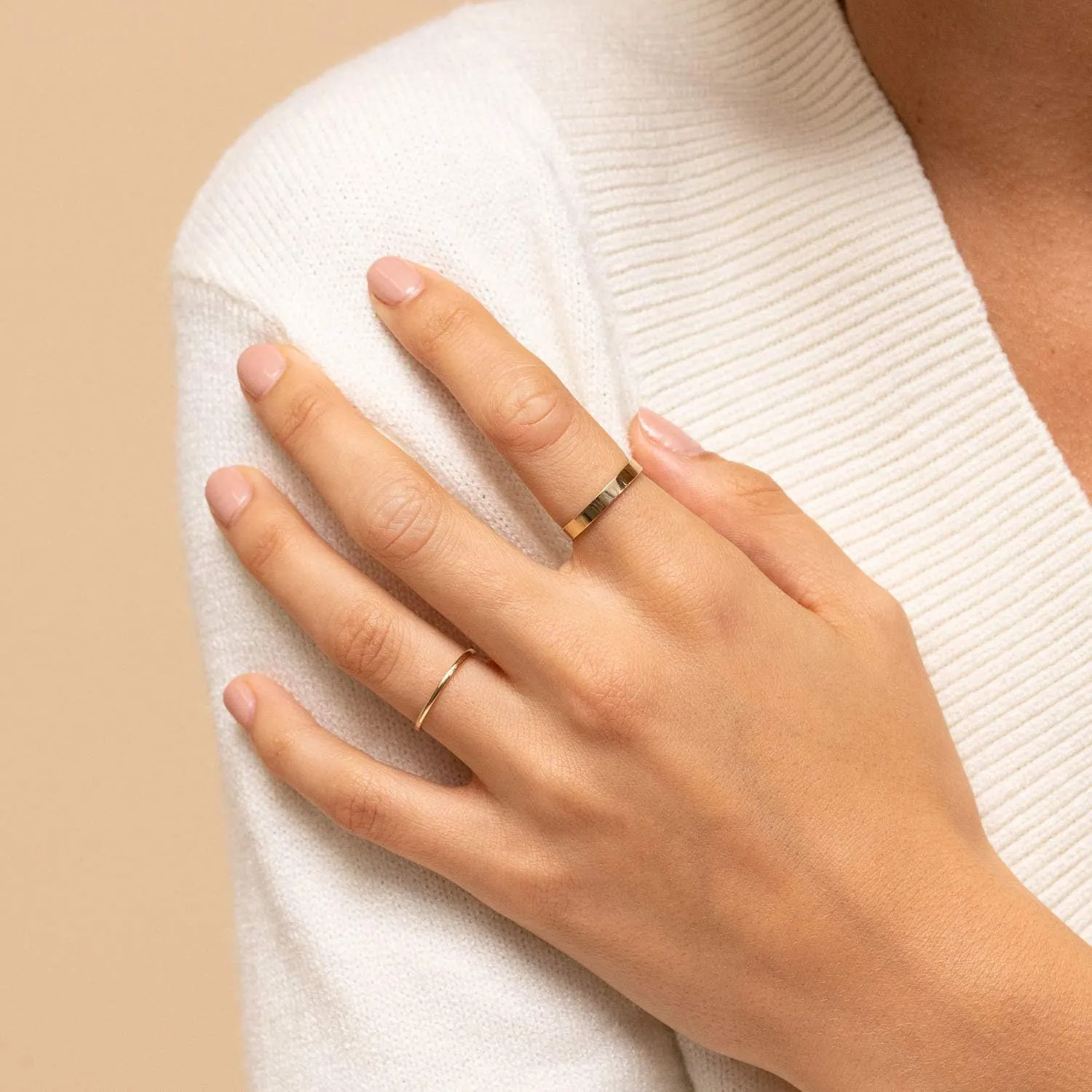 NOKMIT 3mm 14K Gold Filled Rings for Women Girls Dainty Gold Stacking Stackable Band Thin Gold Thumb Pinky Finger Ring Non Tarnish Comfort Fit Size 4 to 11