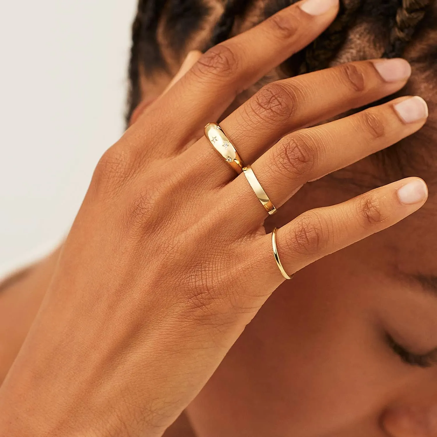 NOKMIT 3mm 14K Gold Filled Rings for Women Girls Dainty Gold Stacking Stackable Band Thin Gold Thumb Pinky Finger Ring Non Tarnish Comfort Fit Size 4 to 11