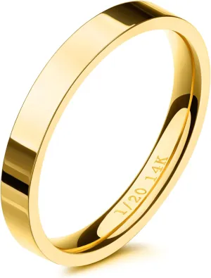 NOKMIT 3mm 14K Gold Filled Rings for Women Girls Dainty Gold Stacking Stackable Band Thin Gold Thumb Pinky Finger Ring Non Tarnish Comfort Fit Size 4 to 11