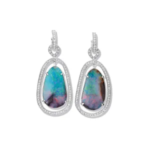 Octavia Margarita Earring Drops 18ct White Gold - Blue Opal & Diamond