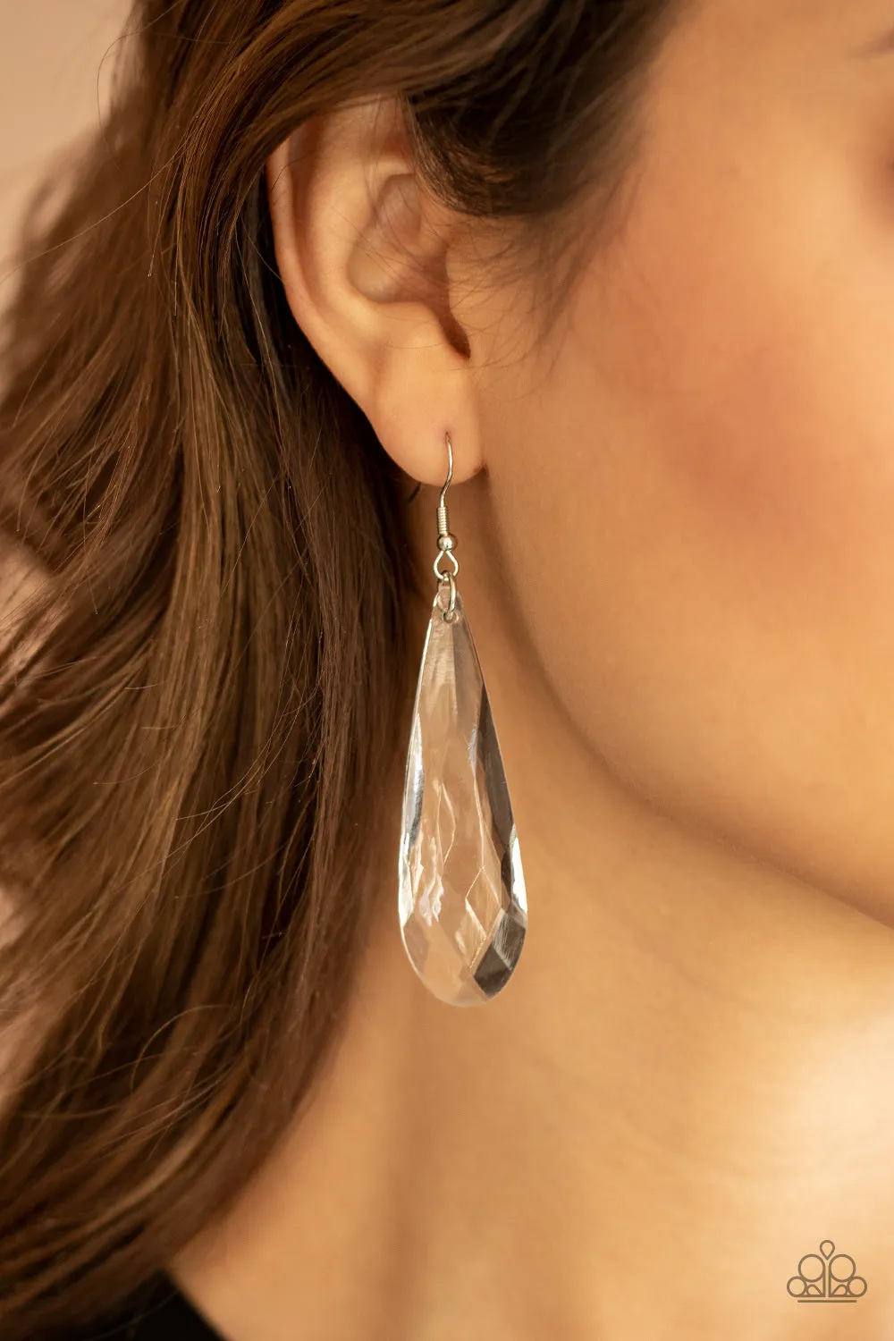 PAPARAZZI Crystal Crowns - White EARRINGS
