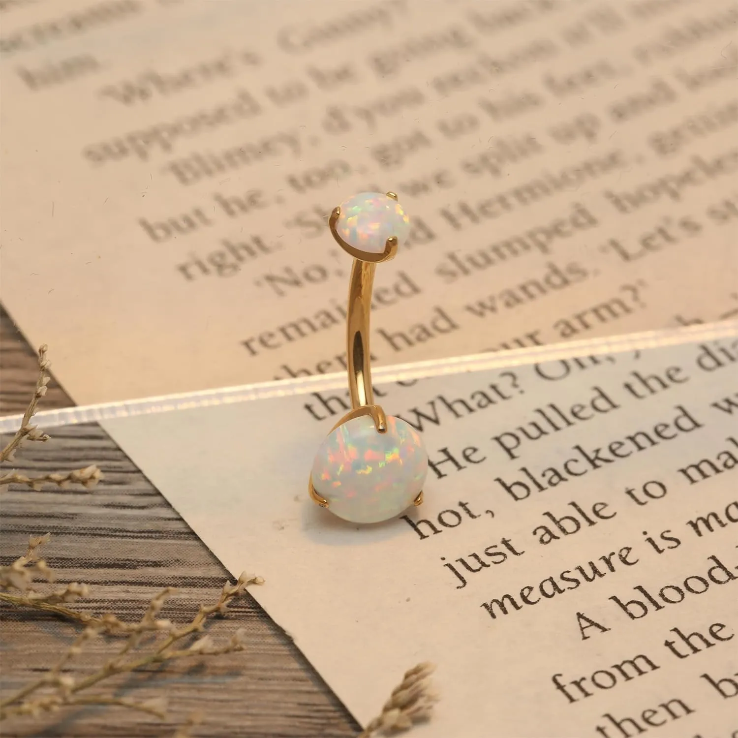PEAKLINK Opal Belly Button Ring 10mm 14G Belly Jewelry Titanium Navel Ring Internally Threaded Belly Barbell Navel Jewelry Navel Belly Piercing Jewelry for Women