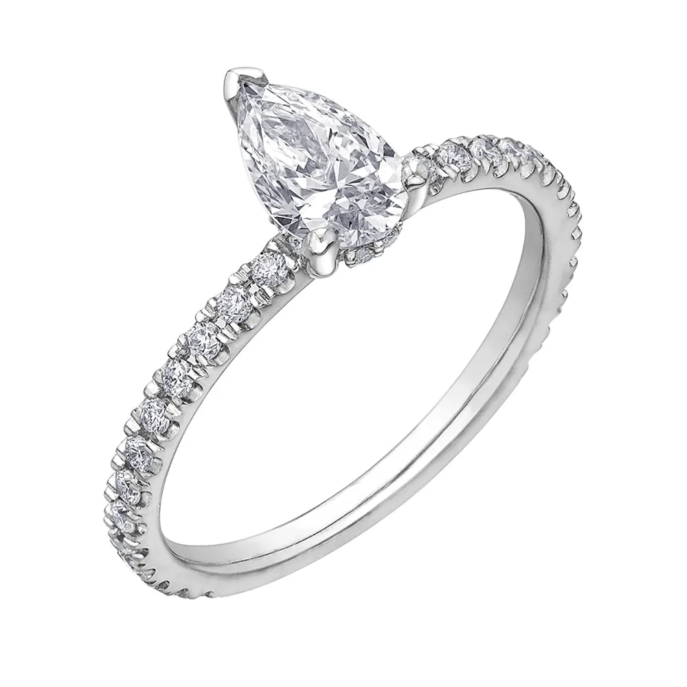 Pear Canadian Diamond Ring with Hidden Halo