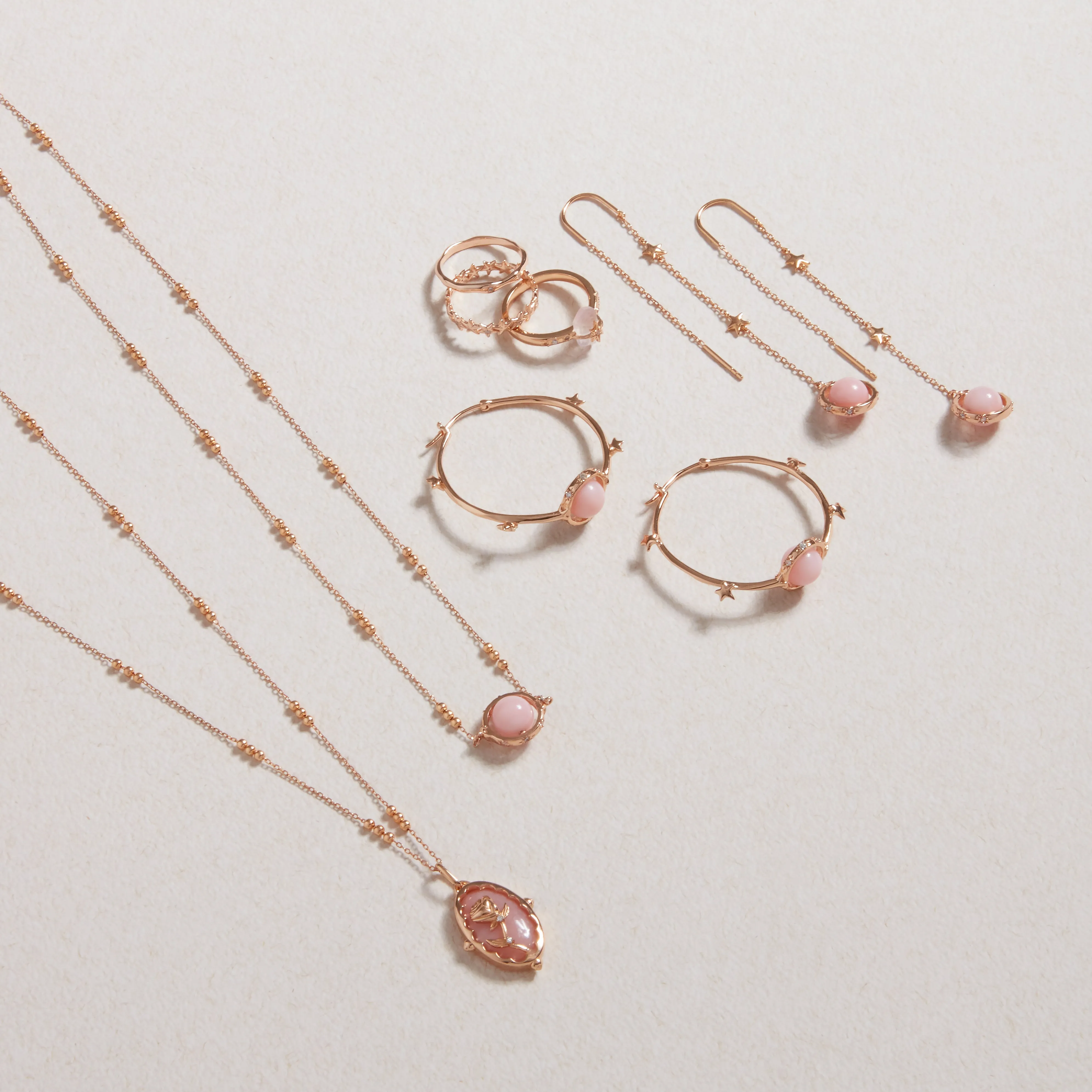 Pink Opal Gold Pendant - The Rose