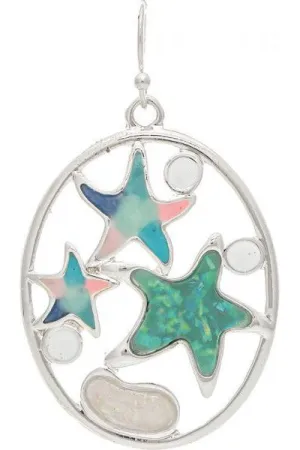 Rain Jewelry Silver Circle Earring With Opal Resin Inlay Starfish Earrings