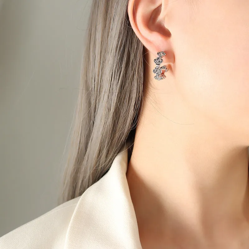 Rose-Inspired C-Shaped Earrings with a Luxe Twist