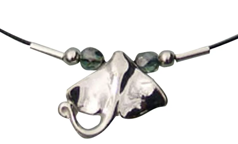 Sculptural Sterling Silver Ocean Themes Pendants Finished with Glass Beads