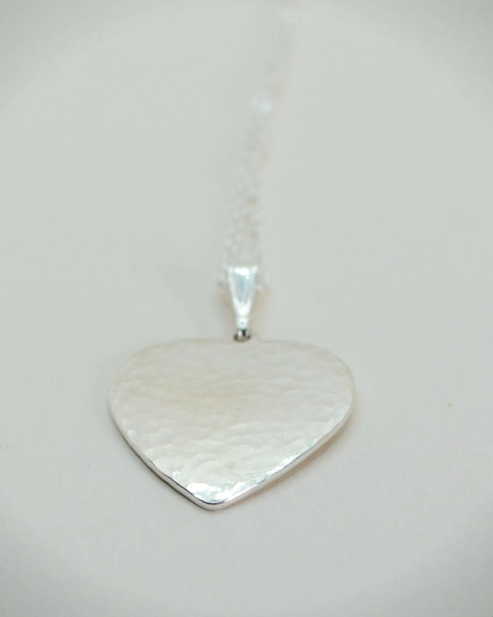 Simple heart necklace, hammered silver pendant, birthday gift, personalised gift