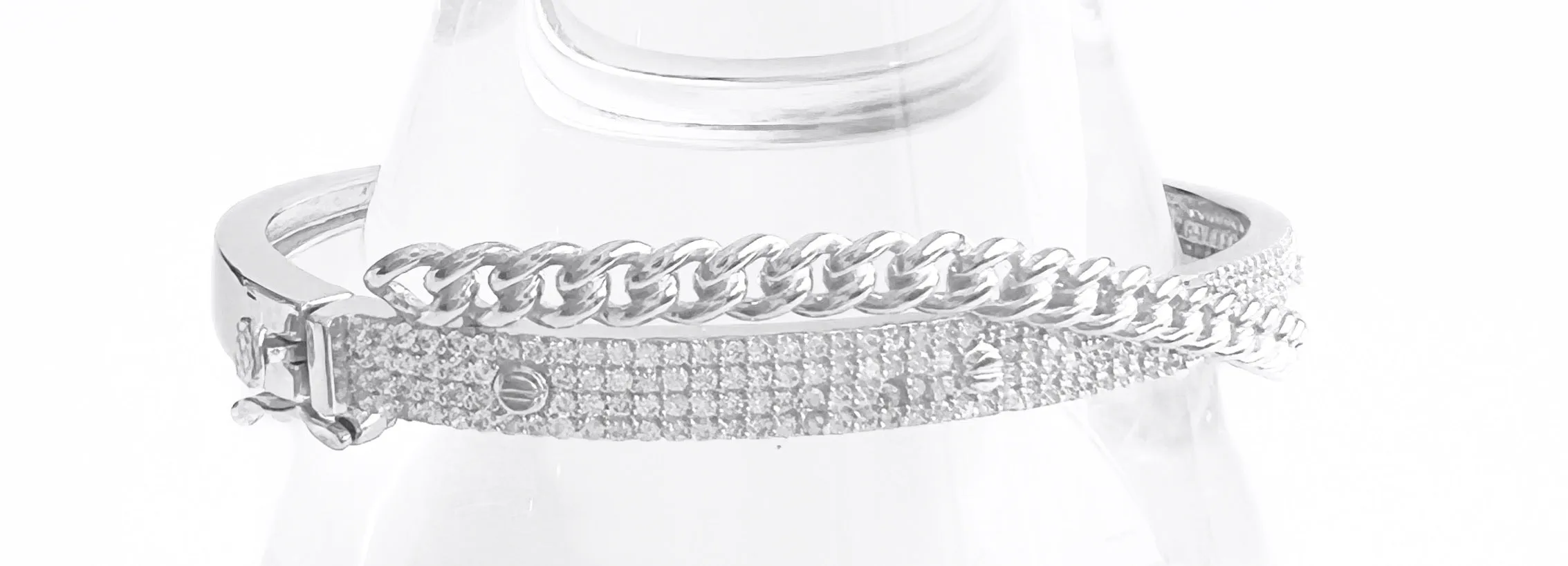 Sterling Silver Micropave & Chain Link Bracelet