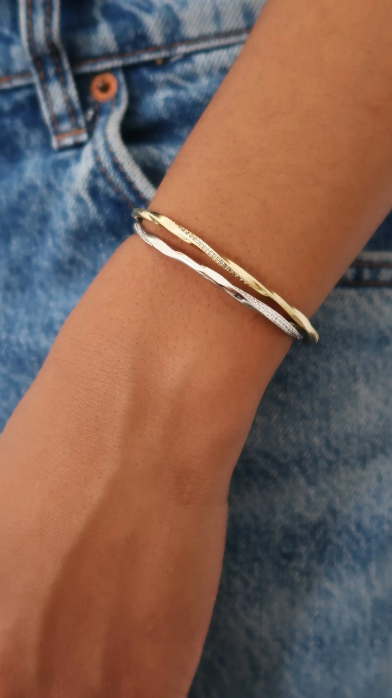 Twist Pave Cuff Silver