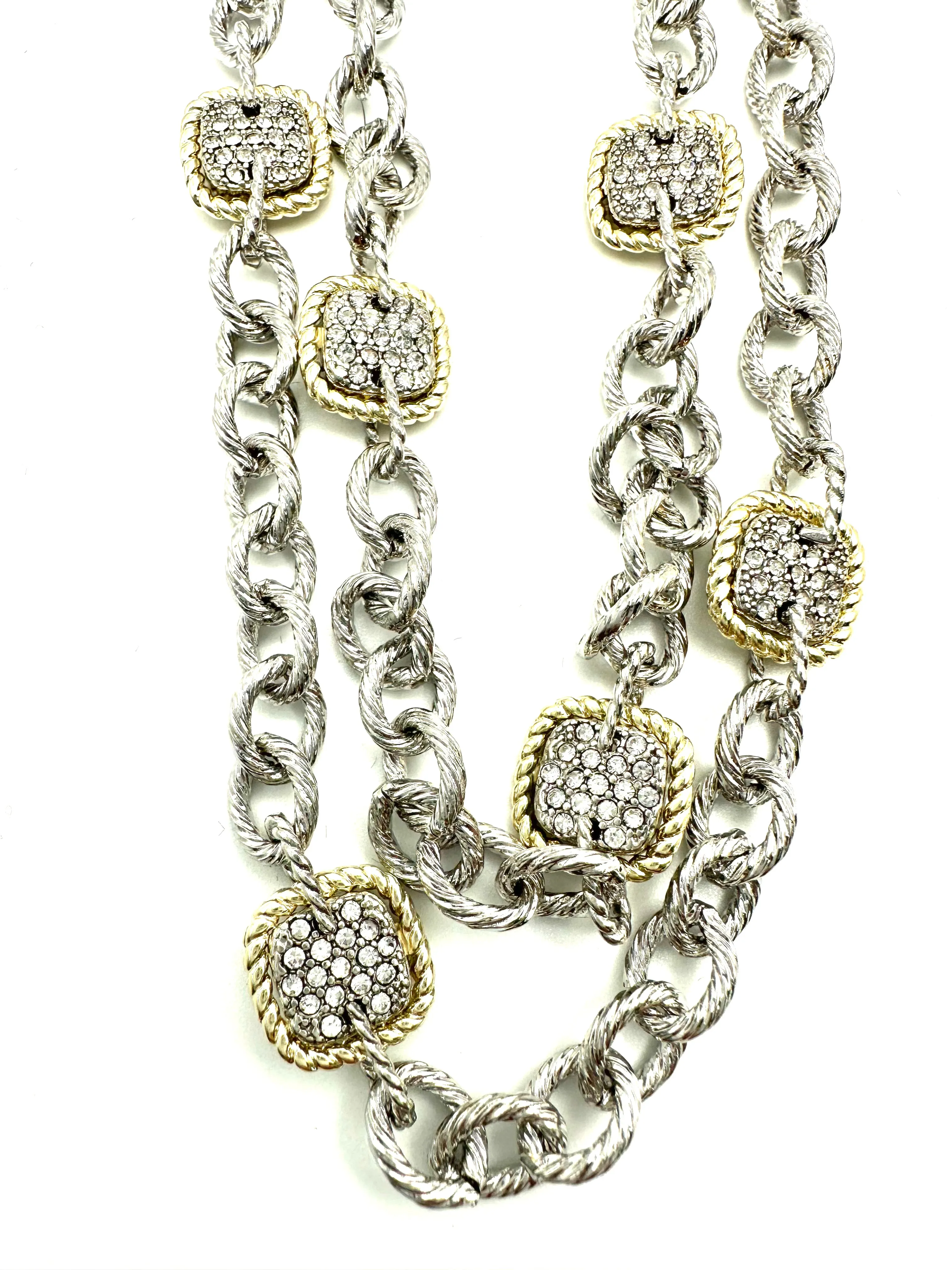 Twisted Links with Pave CZ Necklace