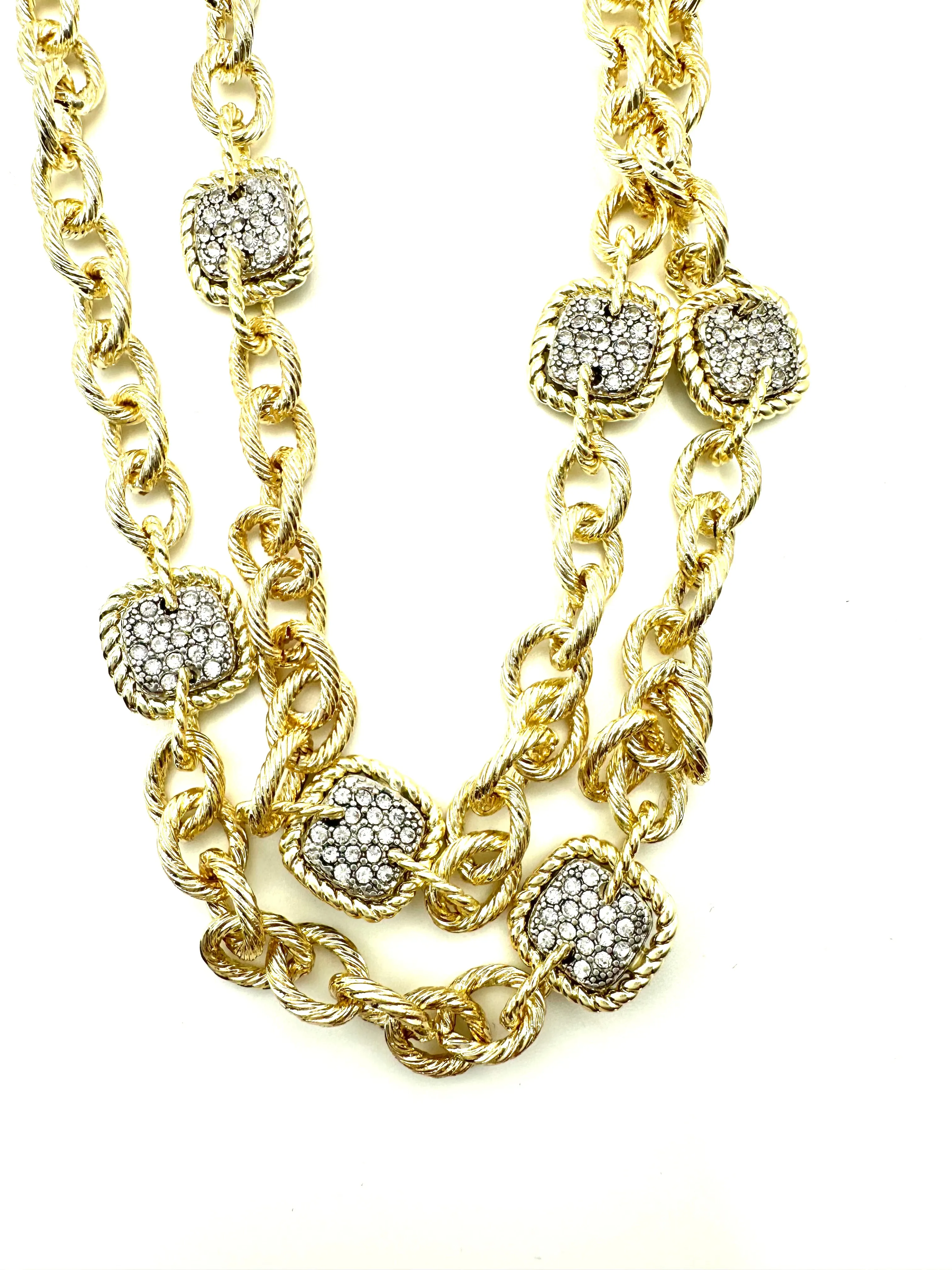 Twisted Links with Pave CZ Necklace