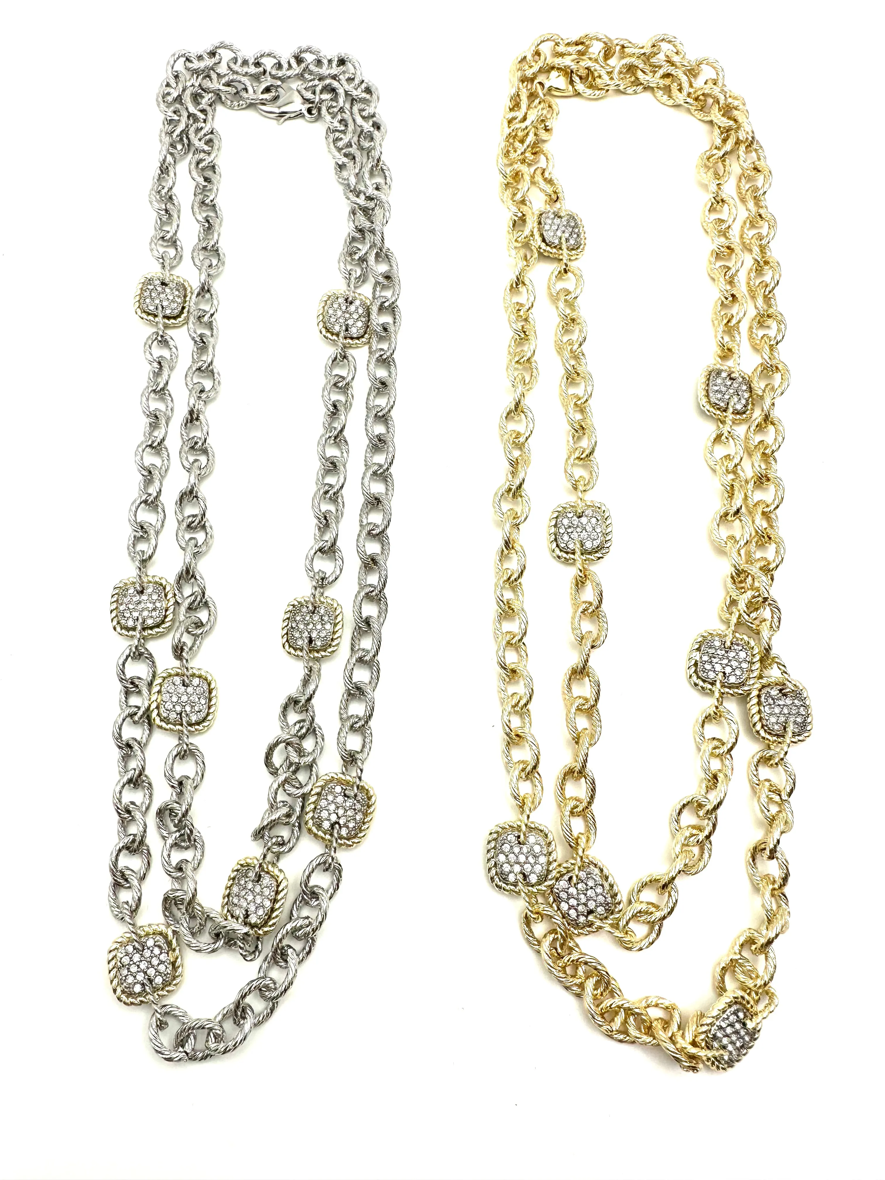 Twisted Links with Pave CZ Necklace