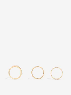 Westside Accessories Gold Pearl & Stone Embellished Rings - Pack of 3