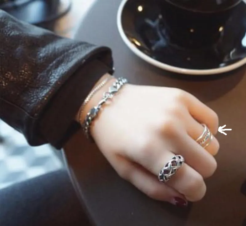 Women's 925 Sterling Silver Retro Adjustable Ring