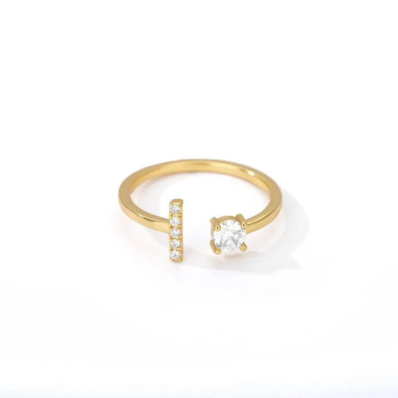 Zircon Initial A-Z Letter Rings For Women Stainless Steel Adjustable Opening Ring Name Alphabet Female Wedding Jewelry Gift